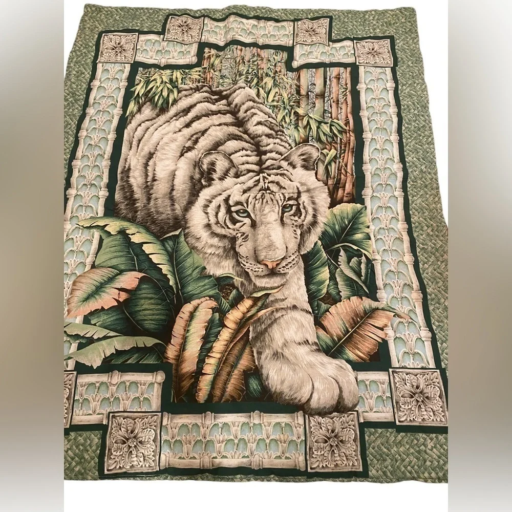 Fabric Quilted Tiger Wallhanging White Tiger on Back